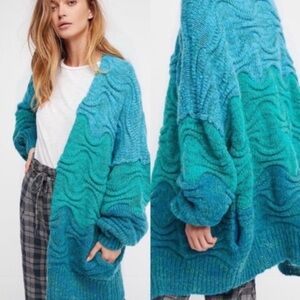 Free  people aqua cardigan ombré oversized  mermaid
